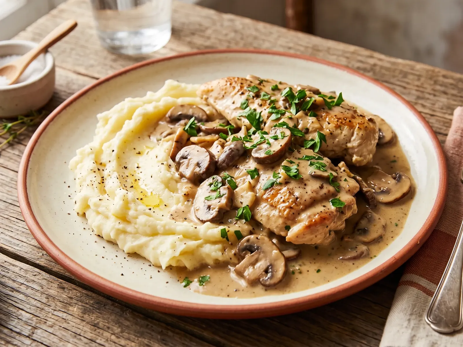 Creamy Mushroom Chicken with Mashed Potatoes